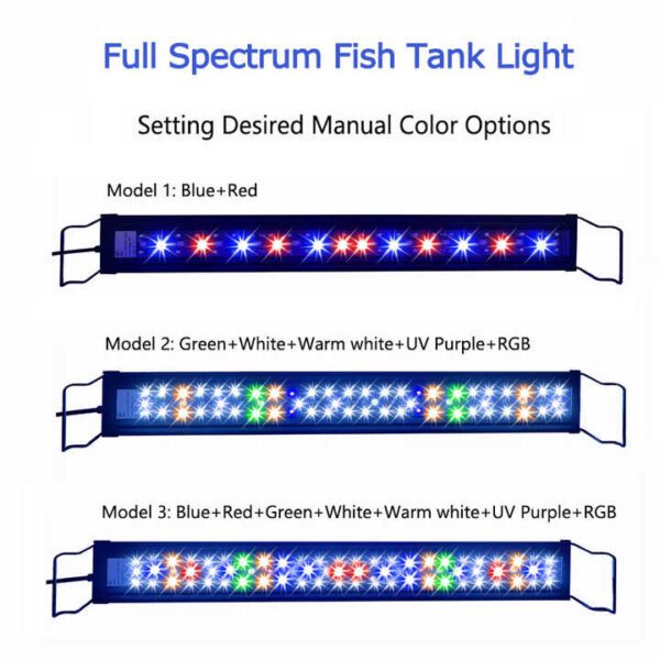 30-120 CM Full Spectrum Fish Tank Light Lamp with extendable brackets Led Aquatic Planted Aquarium Light For Live Plant Tank - Image 6