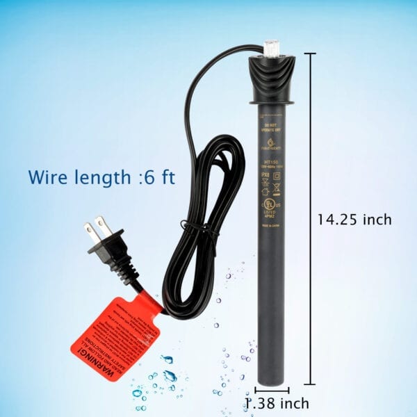 WaterRebirth HT-150 Submersible Aquarium Heater Engineering Plastic housing UL Listed- Fish Tank Heater - Water Heater for Fish Tank - Marine Water Heater - Aquarium Heater(150W) - Image 4