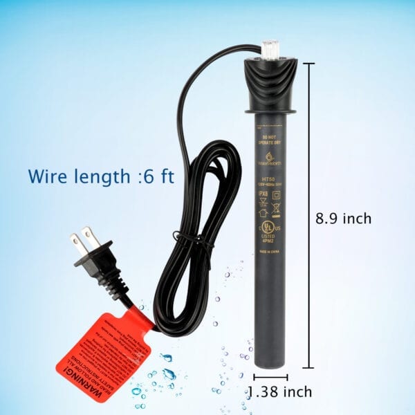 WaterRebirth HT-50 Submersible Aquarium Heater Engineering Plastic housing UL Listed- Fish Tank Heater - Water Heater for Fish Tank - Marine Water Heater - Aquarium Heater(50W) - Image 4