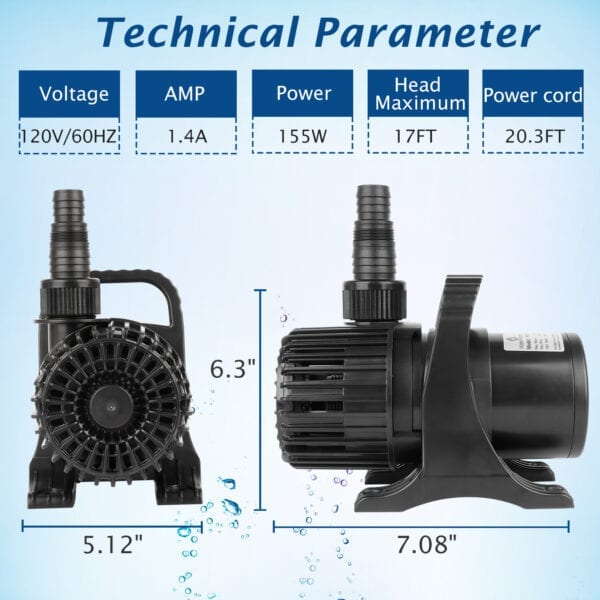 2900 GPH High Flow Pond waterfall Pump - Image 4