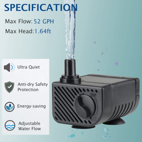 miniature submersible water pump fountain WaterRebirth P-800 - Image 2