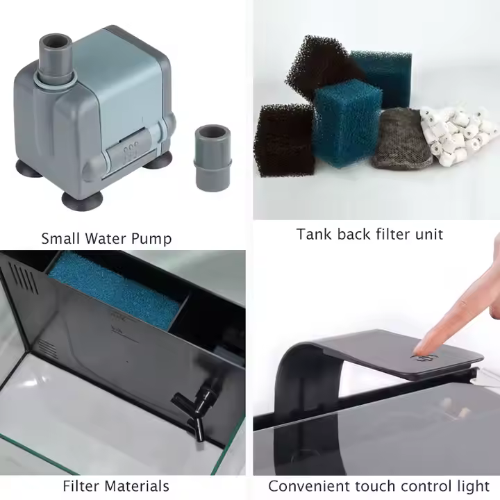 Aquariums for Fish and Shrimp Raising Glass Aquariums with Led Light Heto Nano tank - Image 3