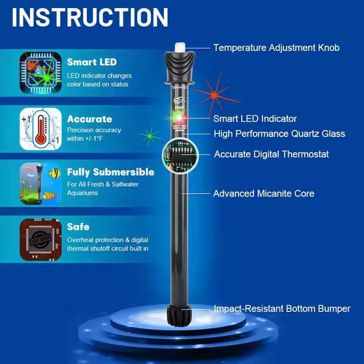 200W HA200 Quarts Glass Adjustable Heater Heating Rod Fish Tank Glass Aquarium Heater Electric Submersible Heater UL CE - Image 5