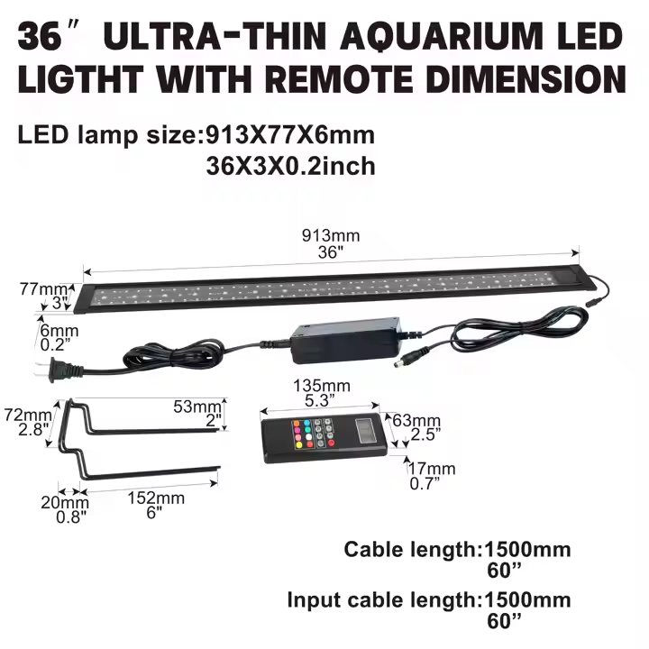 Heto 36" Aquarium Super Slim Led Aquarium Light for Aquarium Fish Tank Freshwater LED Light with Remote - Image 5