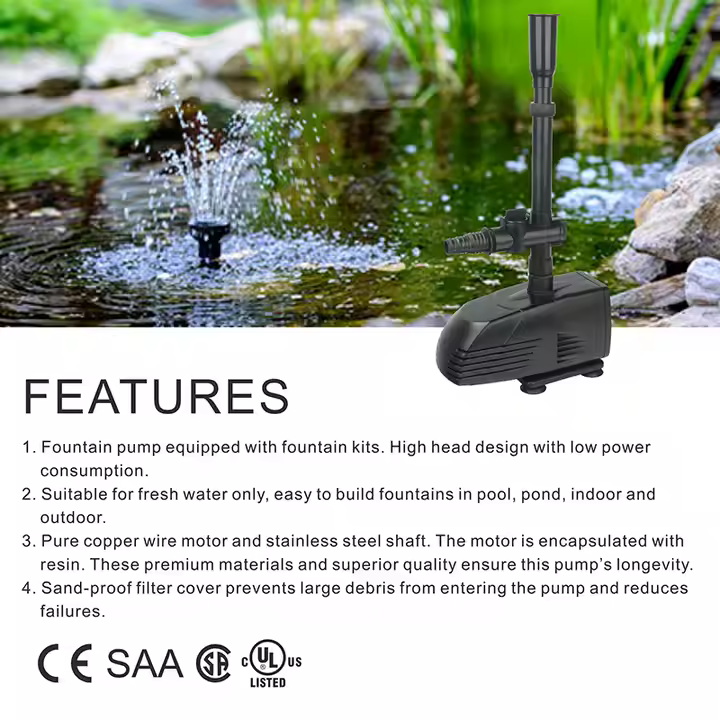 Heto Factory PF3000 Submersible Garden Aquarium Submersible Circulation Pump Small Fish Pond Pump Water Fountain Pump - Image 3