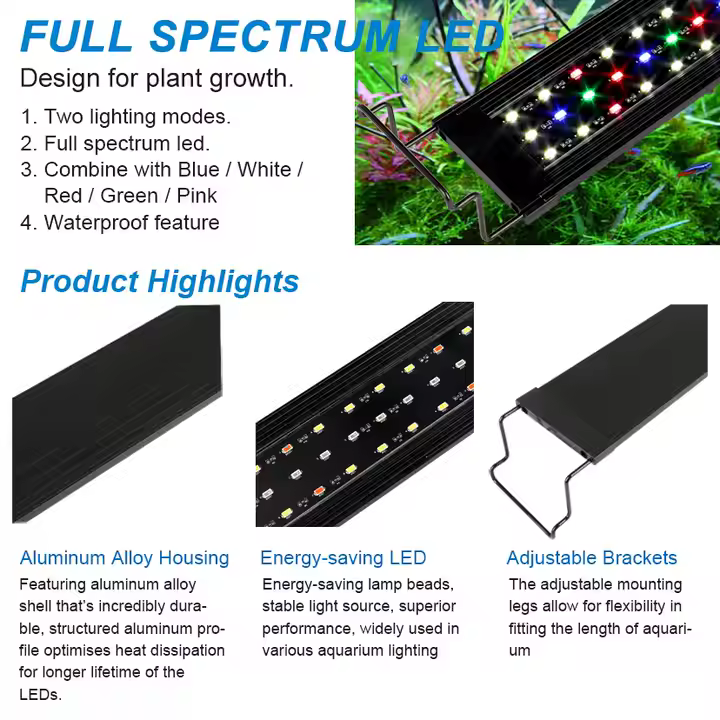 18 "Aluminium Housed Aquarium Light Full Spectrum with In-line Switch Control, 5 Colours, Adjustable Brightness and Length - Image 4