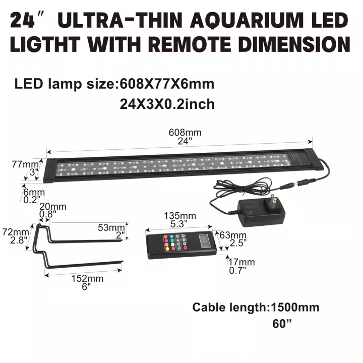 Heto 24'' Remote Control Full Spectrum Aquarium Fish Tank Led Light Led Aquarium Light for Saltwater - Image 4