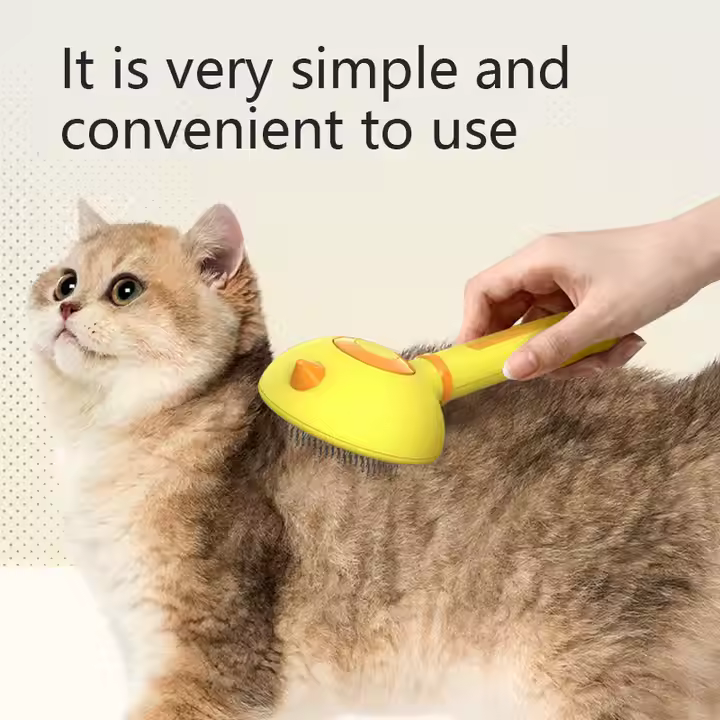 Fluffy Pet Grooming Tool Safe Self-Cleaning Slicker Brush for Cats and Dogs Hair Remover Comb - Image 4