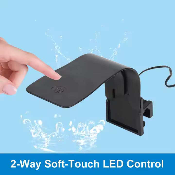 Best Seller Fish Tank Clip on LED Clamp Black Plastic Light With the Base 12V 0.5A 4W Touch Control Switch 2 Colour Light - Image 5