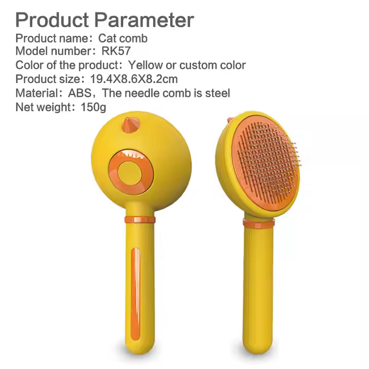Fluffy Pet Grooming Tool Safe Self-Cleaning Slicker Brush for Cats and Dogs Hair Remover Comb - Image 7