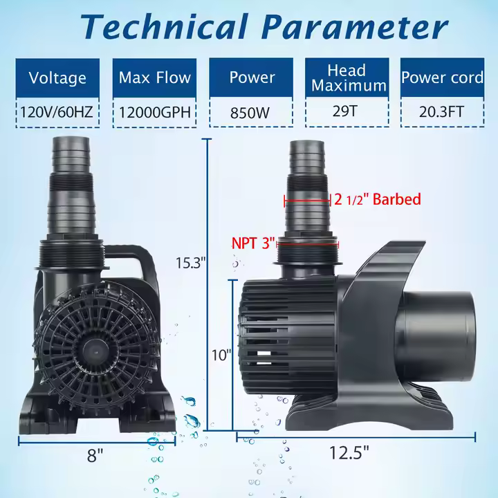 Heto 35000LPH High Flow AC Submersible Pond Pump Factory Price Aquaculture Fountain Circulation Pump for Carp Ponds - Image 5