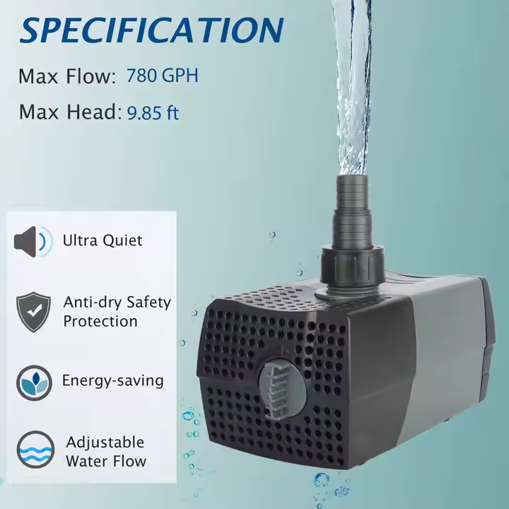 Heto 1320GPH/5000L Submersible Pump for Koi Aquariums Pond Fountains 5000LPH Pump for Aquariums and Koi Ponds - Image 5
