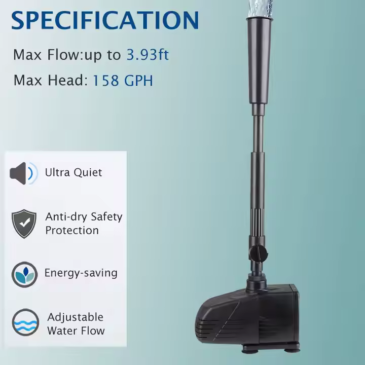 High Quality 350GPH 10W Submersible Pond Pump for Garden Fountains and Landscaping Family-Run - Image 2