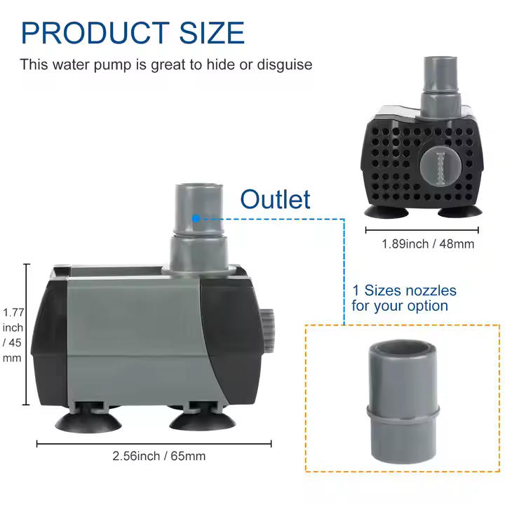 Heto 80GPH Submersible Aquarium Water Pump for Fountain Waterfall Statuary for Fish Tank & Aquarium - Image 4