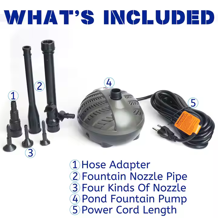 Heto Pond Pump HSP-3000 Aquarium Electronic Amphibious Pond Pump Four Fountain Nozzles Available and Hose Adapter - Image 4
