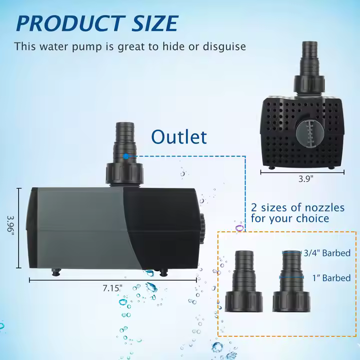 Heto 1320GPH/5000L Submersible Pump for Koi Aquariums Pond Fountains 5000LPH Pump for Aquariums and Koi Ponds - Image 6