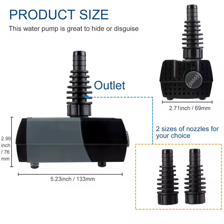 Heto Aquarium Pump,370GPH Submersible Pump High Lift Water Pump for Aquariums,koi Pond Pump - Image 6
