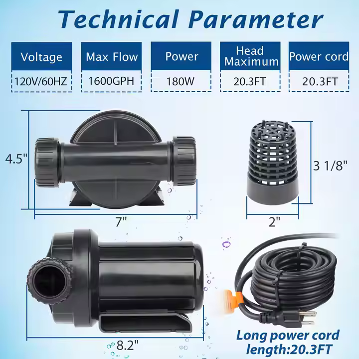 PA-2000 Best Seller 180W Amphibious Pond Pump 1600GPH (6056LPH) Submersible with Connect-the-Pipe Heto Product - Image 4