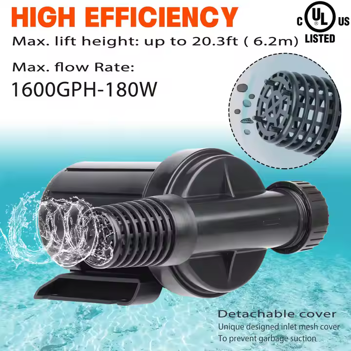 PA-2000 Best Seller 180W Amphibious Pond Pump 1600GPH (6056LPH) Submersible with Connect-the-Pipe Heto Product - Image 6